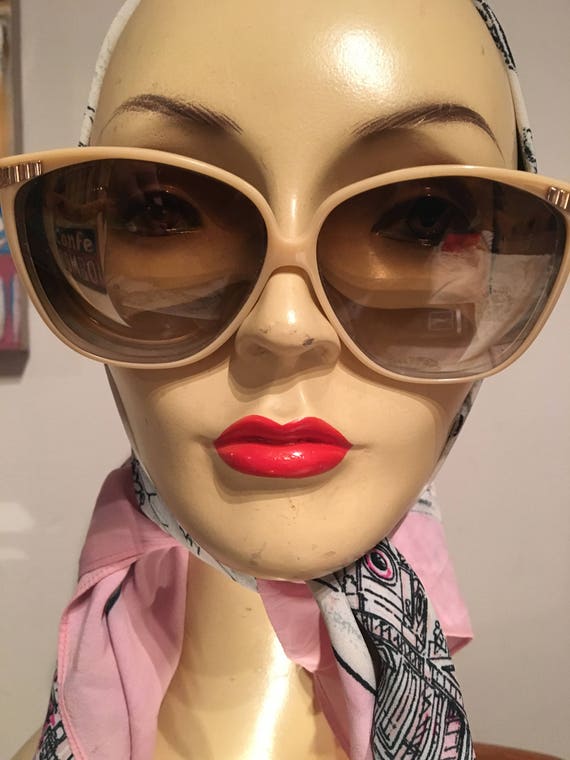 1970s Dior Oversized Cream & Gold Frames