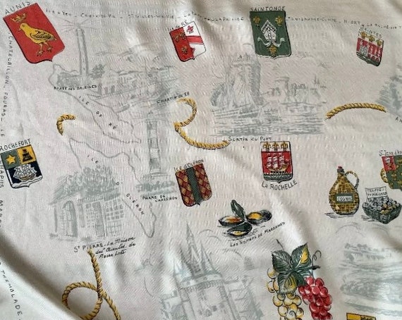Amazing 1940s / 50s Novelty Food and Wine Scarf a… - image 2