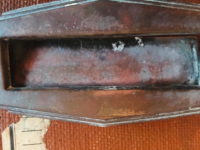 Vintage Small metal Art Nouveau Letter Box Charming !