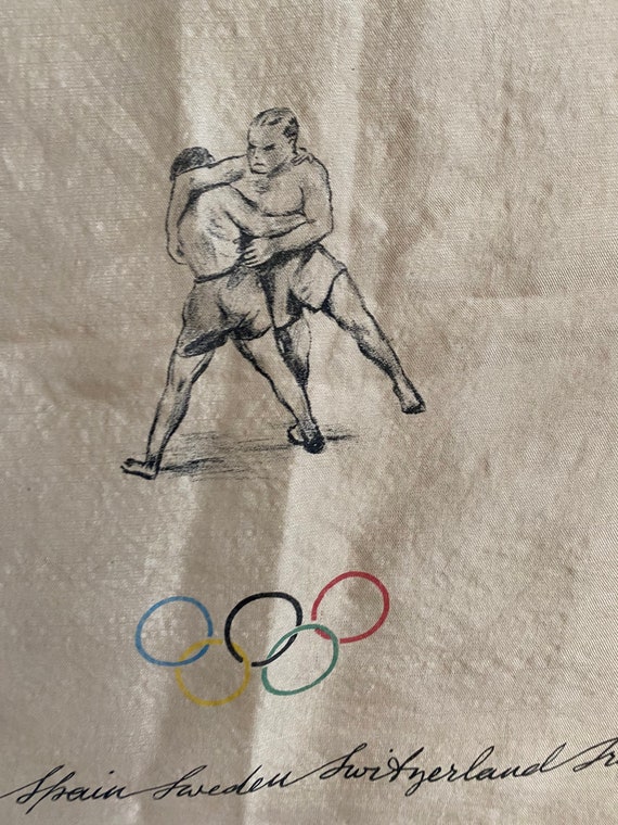 Vintage 1948 Rare London Olympic Large Silk Scarf… - image 2