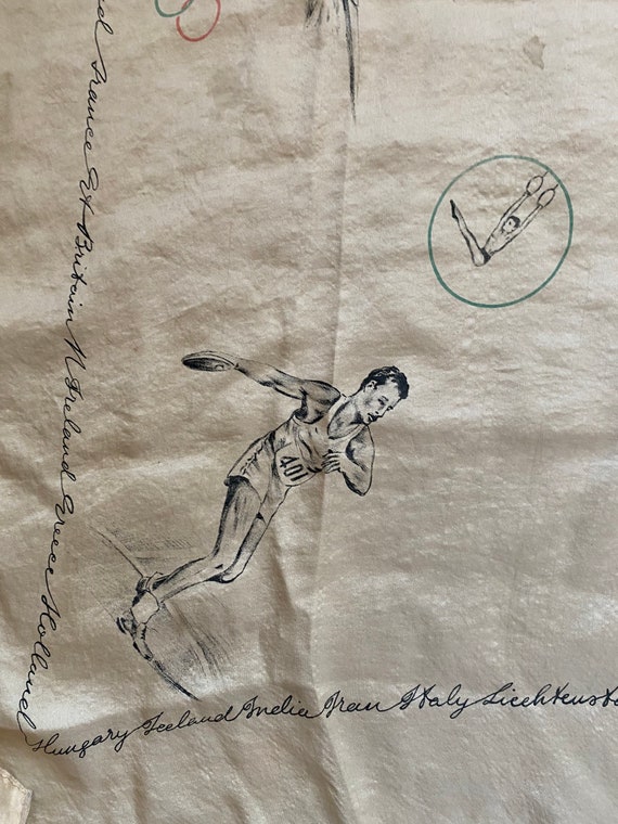 Vintage 1948 Rare London Olympic Large Silk Scarf… - image 10