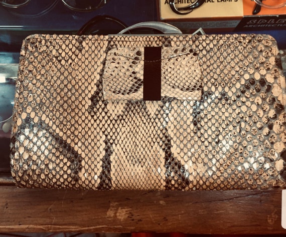 1930s 40s Snakeskin Original Vintage Clutch Handba
