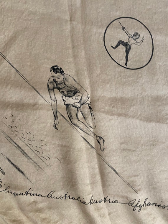 Vintage 1948 Rare London Olympic Large Silk Scarf… - image 3