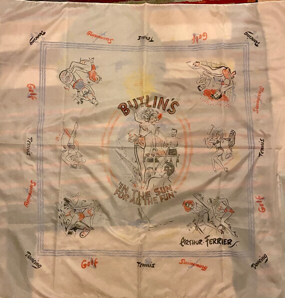 1950s Stunning Butlins Novelty Scarf by Arthur Fe