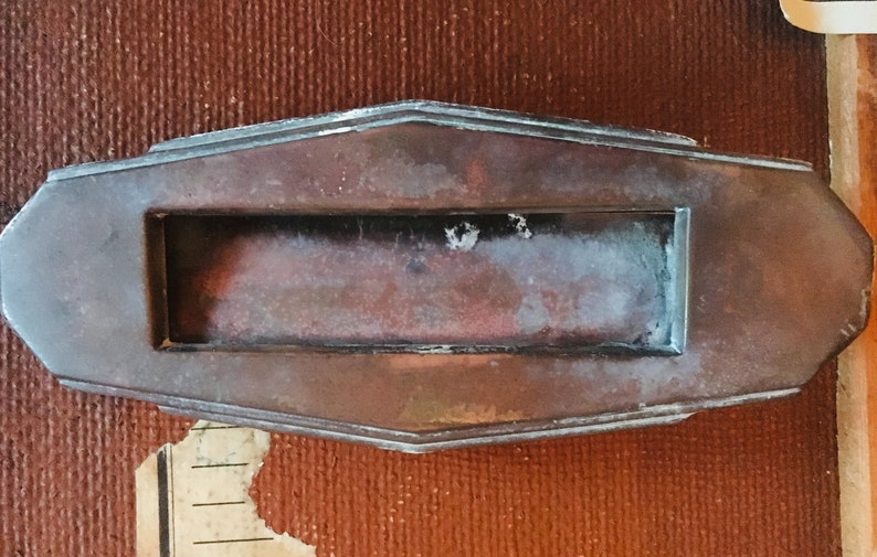 Vintage Small metal Art Nouveau Letter Box Charming !