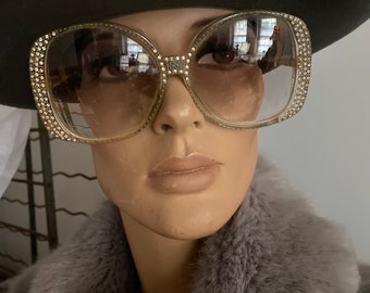 Nina Ricci Sunglasses Glamourama White Rhinestone Clear Perspex