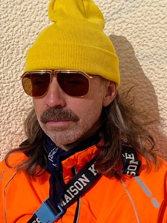 Ted Lapidus 1970s/80s Stunning Gold Metal Sunglass
