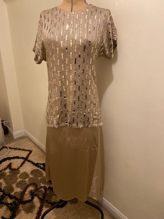 1970s Holly Harp 1930s Inspired silk skirt Gold se