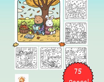 Autumn Coloring Book | 75 Cozy Fall Pages for Adults (PDF)