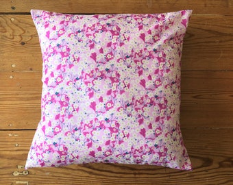 Handmade Cushion Cover Liberty Tana Lawn Fabric Mitsi in Pink 16 x 16