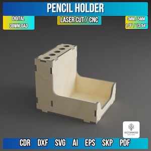 Laser Cut Desk Organizer Pencil Holder File | CNC Ready (Digital Download)