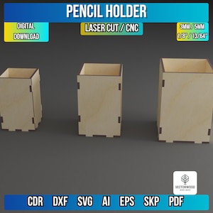 Cube Pencil Holder Laser Cut File: CNC Desk Organizer (Digital Download)