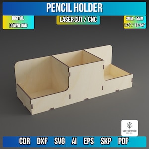 Laser Cut Pencil Holder File: CNC Desk Organizer Template (Digital Download)