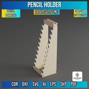 Laser Cut Pencil Holder Template: CNC Desk Organizer (Digital Download)