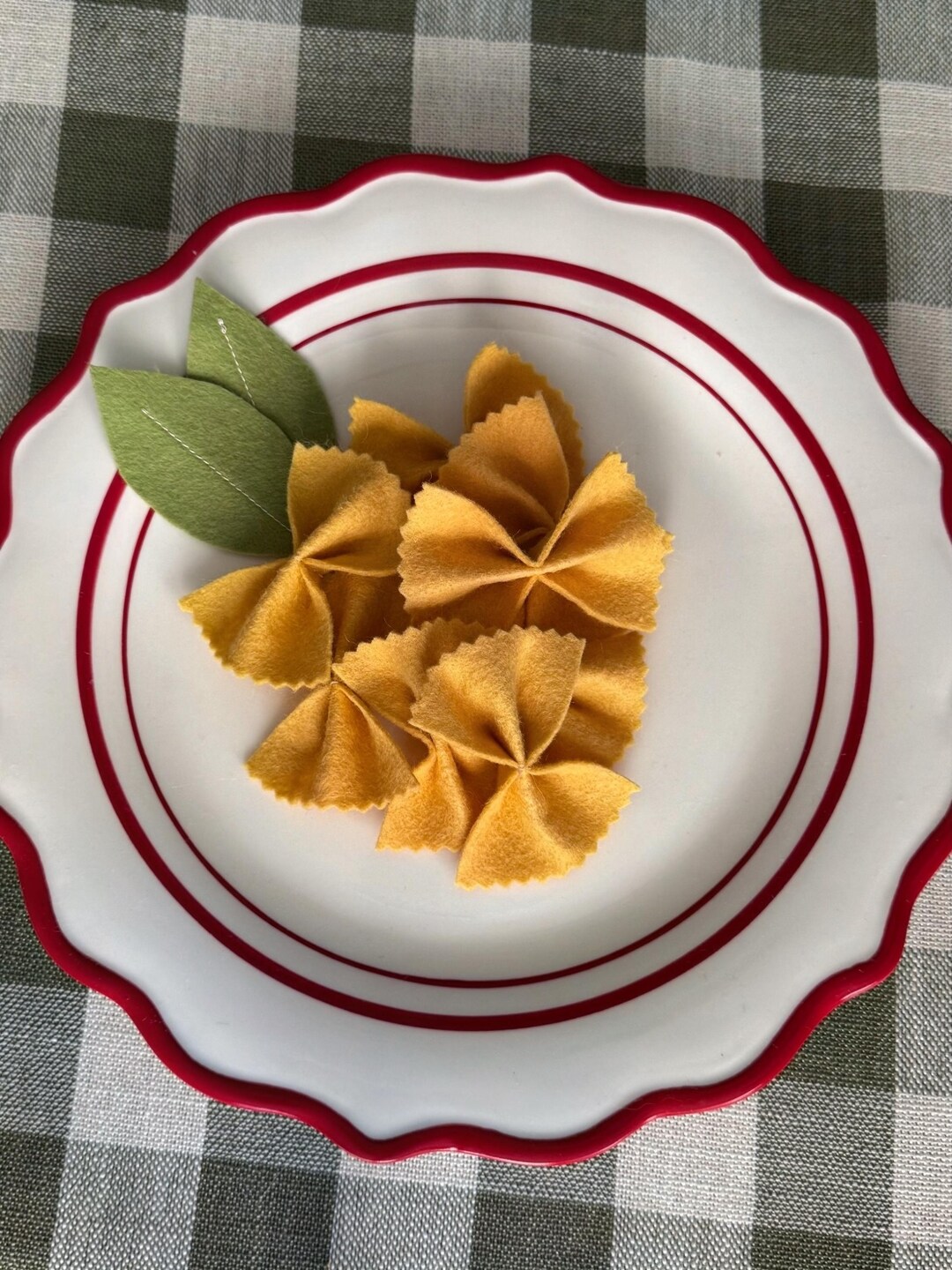 Fresh Look at Felt Bow Tie Pasta Play Food Set Handmade Felt Farfalle