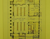 Terminal, Lehigh Valley Railroad, Buffalo, New York, 1915. Murchison, Architects. Hand Colored, Original Plan, Architecture, Vintage