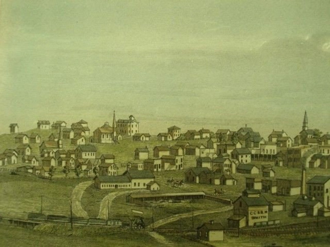 Scene of Avoca Iowa. Andreus Atlas 1875. Original. Hand Etsy
