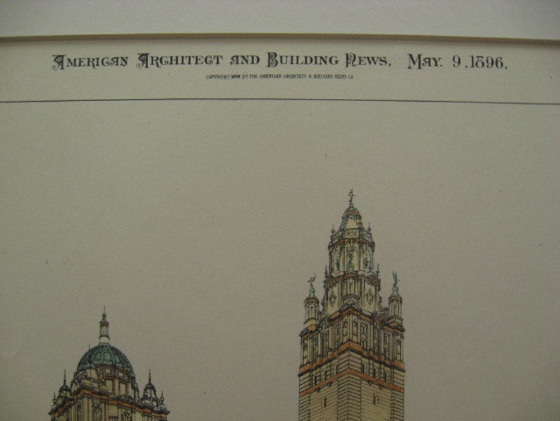 Hand Colored, Original Plan, City Hall, New York, 1896, Cram, Wentworth