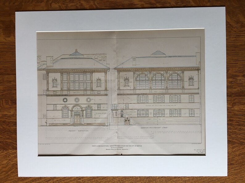 Elevations, North End Bath House, Boston, Massachusetts, 1902. Maginnis ...
