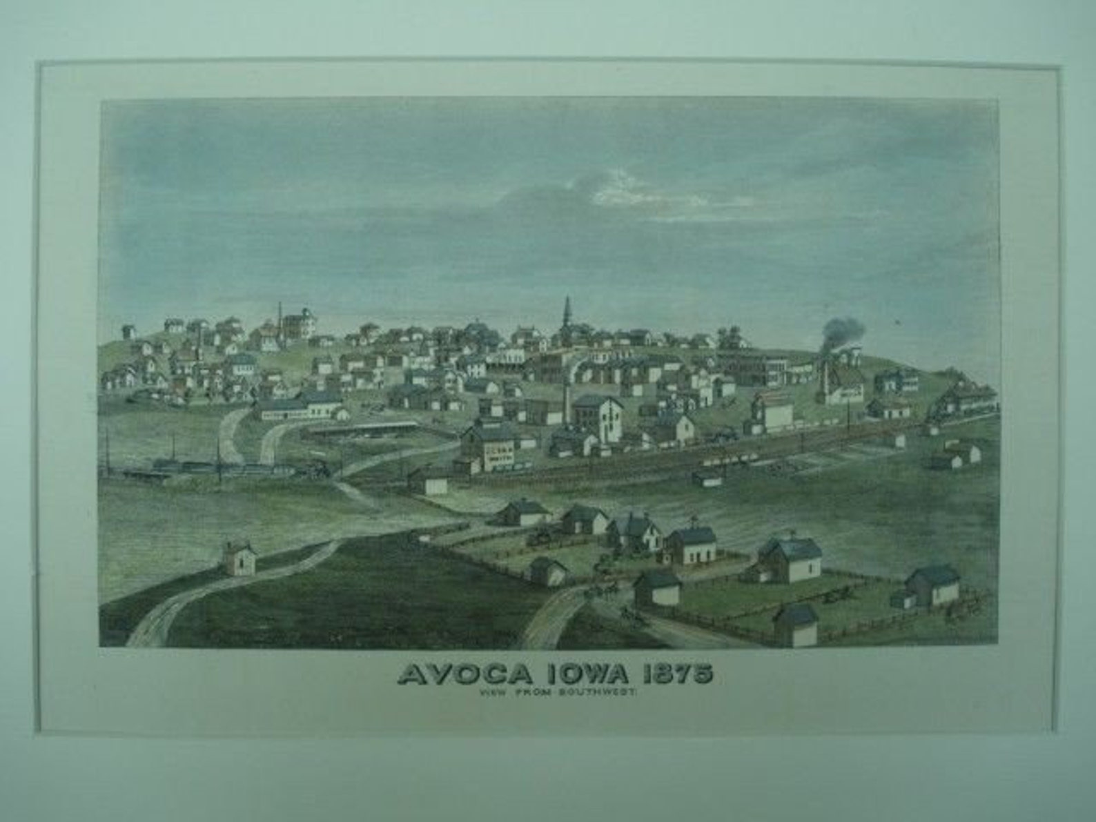 Scene of Avoca Iowa. Andreus Atlas 1875. Original. Hand Etsy