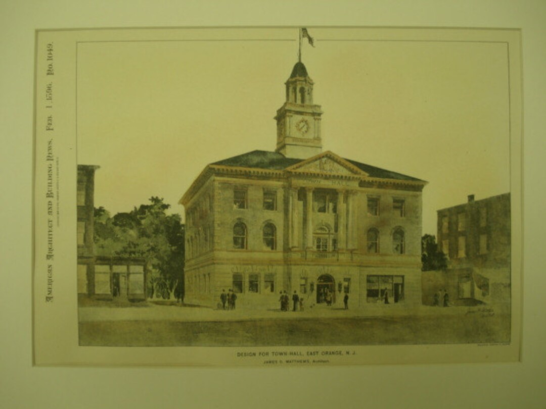 Town Hall East Orange New Jersey 1896 James Matthews Etsy