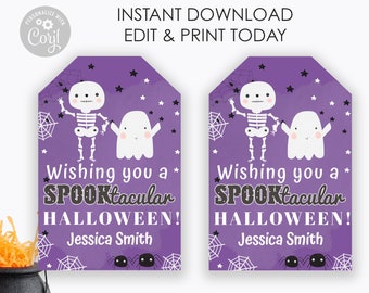 Halloween Trick or Treat Tags, Happy Halloween Goodie bag Tags, Candy Treat tag, Treats for Neighbors, Class Parties, Kids Halloween Party