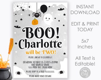 Editable Halloween Birthday Party Invitation, Kids Halloween Birthday, Printable Halloween Birthday Bash Invite, Spooktacular Bday, Glitter