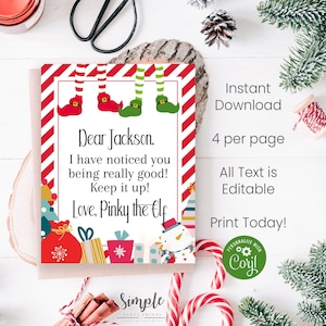 Cartas de elfos imprimibles para niños, notas de elfos editables para niños para Navidad, momentos navideños mágicos para familias, editar con Corjl