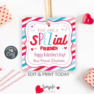 Cartes pour enfants Bonbons Pez pour la Saint-Valentin, étiquette de Saint-Valentin, étiquette gâterie de la Saint-Valentin pour les amis, fête d'échange en classe, modifiable avec Corjl