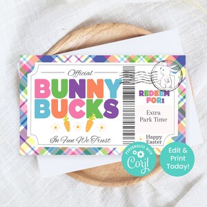 Osterhasen Bucks | Kinder Osterei Füllungen | Hasengeld | Ostern Gutschein für Osterkörbchen | Bearbeitbar mit Corjl | Eierfüller