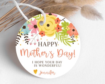 Printable Flowers Mother's Day Favor Tag Editable Mother's Day Gift Tags Cute Ideas for Friends and Family Instant Download Edit in Corjl