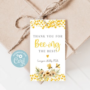 Bumble Bee Lehrer Wertschätzung Tags, druckbar Danke, dass Sie das beste Favor Tag, bearbeitbare Jahresende Geschenke für Volunteers sind