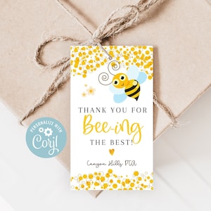 Etiquetas de agradecimento do professor Bumble Bee, para impressão, obrigado por ser a melhor etiqueta de lembrança, presentes editáveis de final de ano para voluntários