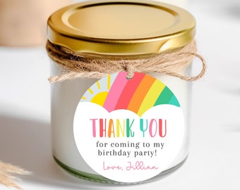 Rainbow Sticker Tag  - Printable Favor Gift Tags - All Text is Editable - Rainbow Birthday Party Gift Label - Personalized Stickers - DIY LB