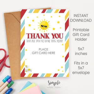 Titolare della carta regalo di ringraziamento stampabile per gli insegnanti, regali per gli insegnanti, biglietti colorati di ringraziamento per tutto quello che fai, download istantaneo