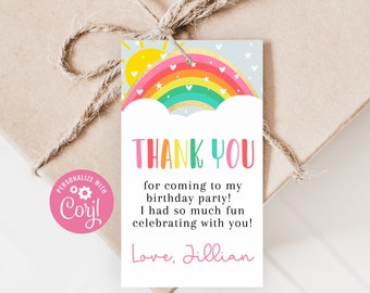 Editable Pastel Rainbow Favor Tags, Personalized Pastel Rainbow Gift Tags, Customized Printable Label,  Instant Download Editable LB