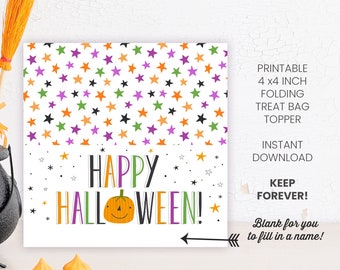 Printable Happy Halloween Treat Bag Toppers, Sweet Treats for Neighbors and Friends, Trick or Treat Bag Gift Ideas, Instant Download