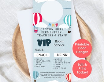 Editable Hot Air Balloon Door Hanger, Teacher Appreciation You Lift Us Up Theme, Teachers and Staff Lift Us Up Printable Template, Corjl