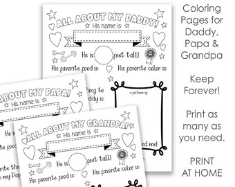 Printable All About Dad Fill in Template Kids Gift for - Etsy