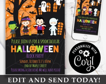 Halloween Block Party Invite, Festival Harvest Invite Flyer, Editable Printable School Invitation, Neighborhood, pto pta Church Festival