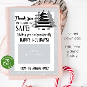 Printable Weihnachtsgeschenk Kartenhalter für Strafvollzugsoffiziere | Urlaub Geschenkidee für Polizei | Bearbeitbar mit Corjl | Offizier Geschenke