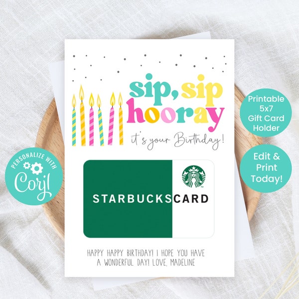 Happy Birthday Gift Card Holder, Printable Birthday Party Gifts, Editable Gifts, Personalized Gifts for Coworkers Friends, Print At Home, B5