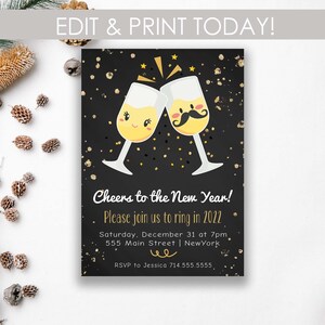 New Year&#39;s Eve Party Invitation, New Years Eve Party Invitations Editable Printable Invites Cocktail Parties Invite, Digital Download Invite