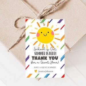 Etiquetas de regalo de verano para imprimir Etiquetas de regalo de fin de año escolar para estudiantes Voluntarios Maestros Etiquetas de feliz verano para amigos HS5