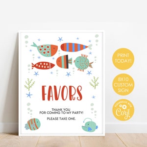 Fishing Birthday Party Favor Sign | Editable Fishing Birthday Printable 8x10 Table Sign  | Fishing Party Theme Decoration | Digital Download