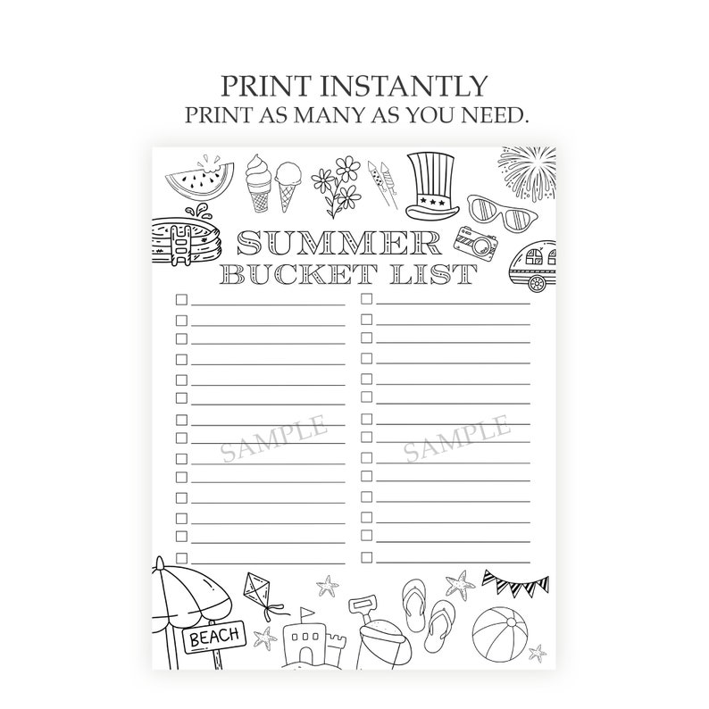 Sommarmålarbild | Barnaktivitet | Utskrivbar sommarönskelista för barn | Enkla saker för barn | DIY-checklista | Skriv ut hemma bild 2