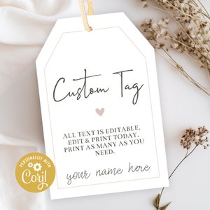 Bearbeitbare einfache leere Tags sofort-Download, druckbare benutzerdefinierte Tag, Minimalist Tag, Business Tag, Hochzeit Tag, moderne Tag, Geschenkanhänger, Corjl