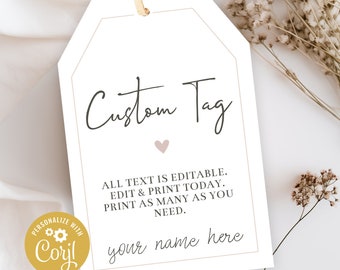 Editable Simple Blank Tags Instant Download, Printable Custom Tag, Minimalist Tag, Business Tag, Wedding Tag, Modern Tag, Gift Tag, Corjl