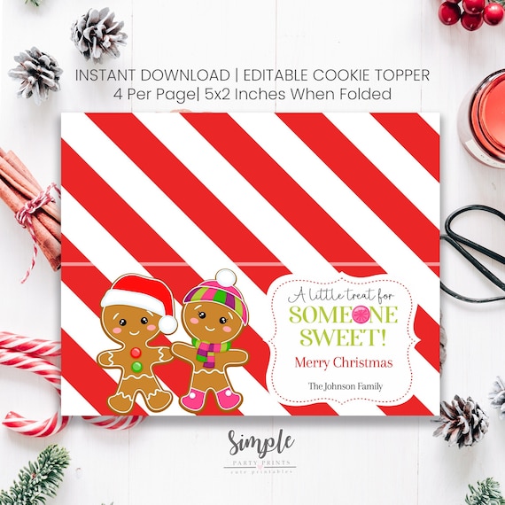 Christmas Printable Cookie Topper| Editable Cookie Treat Labels | Gifts