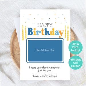 Titular de la tarjeta de regalo de feliz cumpleaños, regalos de fiesta de cumpleaños imprimibles, regalos editables, titular de la tarjeta de regalo personalizada, regalos para amigos de compañeros de trabajo